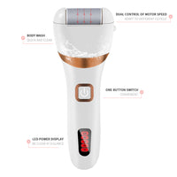HKM-902547 Electric Rechargeable Callus Remover with Extra Coarse Roller Heads for Smooth Feet