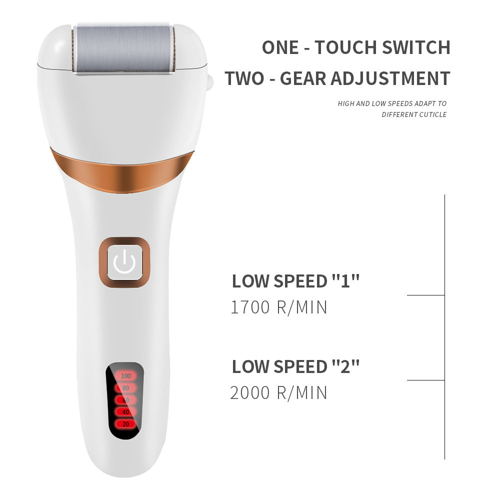 HKM-902547 Electric Rechargeable Callus Remover with Extra Coarse Roller Heads for Smooth Feet