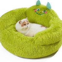HKM-296851 Cozy Plush Donut Bed for Small Dogs and Cats with High Bolsters and Anti-Slip Base