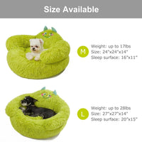 HKM-296851 Cozy Plush Donut Bed for Small Dogs and Cats with High Bolsters and Anti-Slip Base
