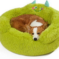 HKM-296851 Cozy Plush Donut Bed for Small Dogs and Cats with High Bolsters and Anti-Slip Base