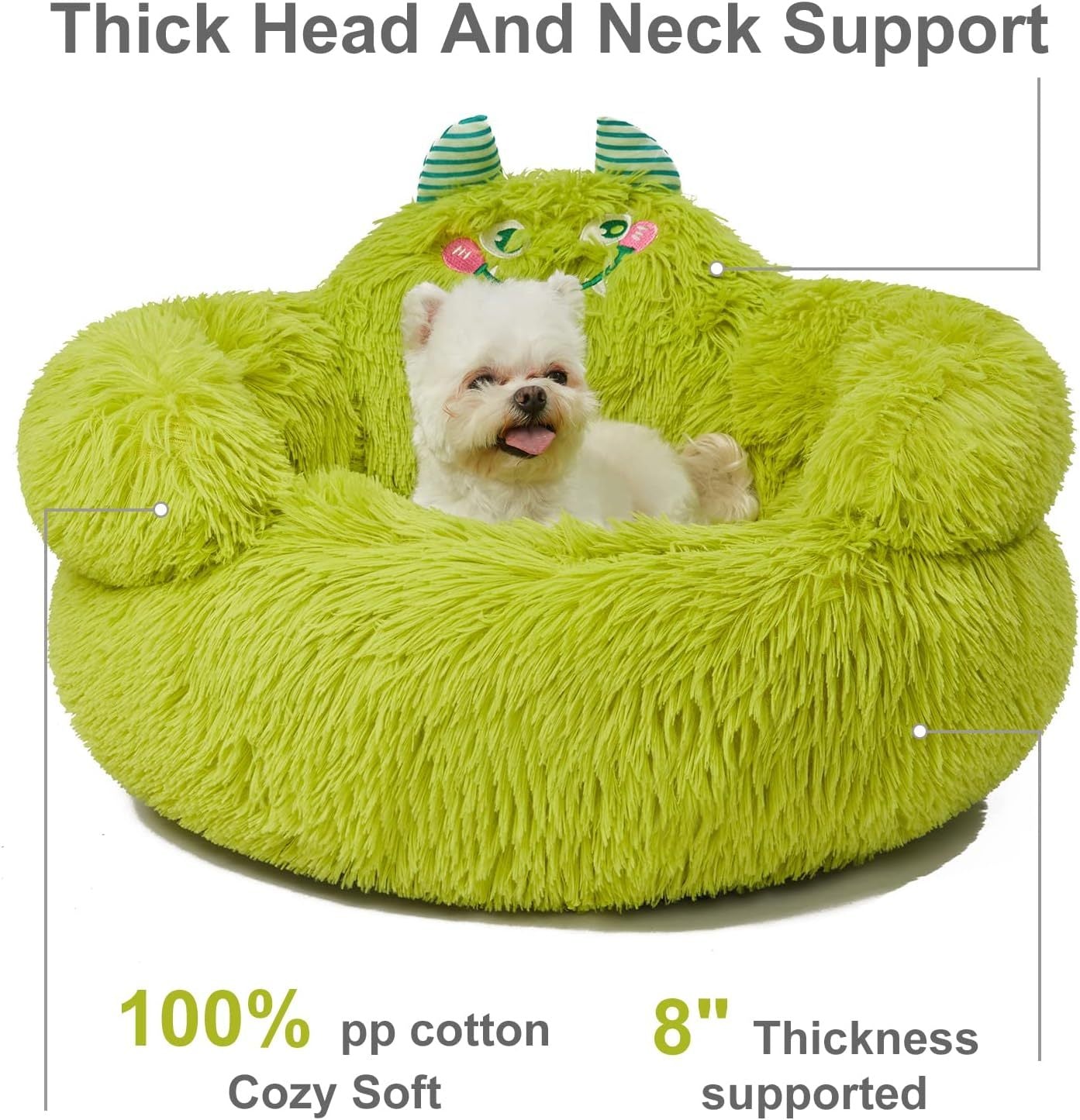 HKM-296851 Cozy Plush Donut Bed for Small Dogs and Cats with High Bolsters and Anti-Slip Base