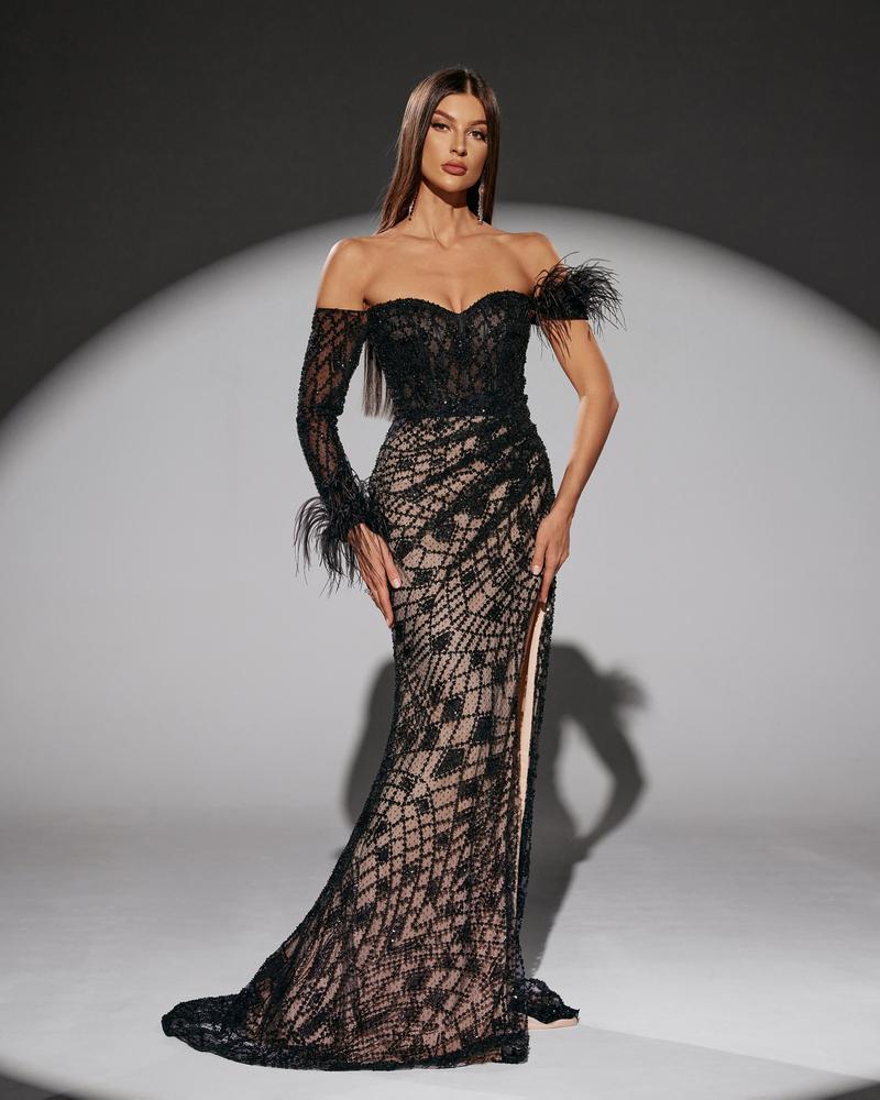 HKM-207315 Elegant Black Evening Dress for Women - Model EZ25215