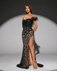 HKM-207315 Elegant Black Evening Dress for Women - Model EZ25215