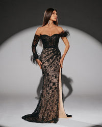 HKM-207315 Elegant Black Evening Dress for Women - Model EZ25215