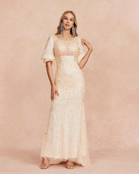 HKM-512275 Champagne Evening Gown EZ25034 for Elegant Occasions