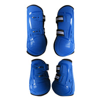 HKM-942675 Color Barrier Horse Leg Guards - PU Hard Shell with Elastic Neoprene Air Hole - Four-Piece Set in Various Colors