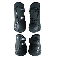 HKM-942675 Color Barrier Horse Leg Guards - PU Hard Shell with Elastic Neoprene Air Hole - Four-Piece Set in Various Colors