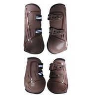 HKM-942675 Color Barrier Horse Leg Guards - PU Hard Shell with Elastic Neoprene Air Hole - Four-Piece Set in Various Colors