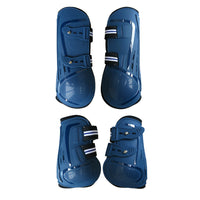 HKM-942675 Color Barrier Horse Leg Guards - PU Hard Shell with Elastic Neoprene Air Hole - Four-Piece Set in Various Colors