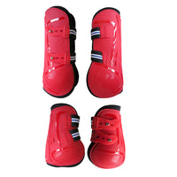 HKM-942675 Color Barrier Horse Leg Guards - PU Hard Shell with Elastic Neoprene Air Hole - Four-Piece Set in Various Colors