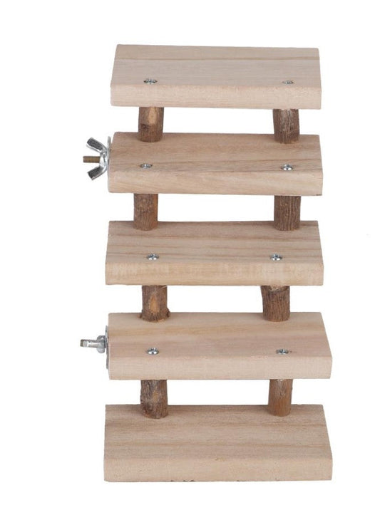 HKM-545811 Wooden Log Stairs Pet Toy - Interactive Climbing Activity for Small Animals