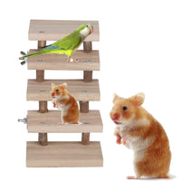 HKM-545811 Wooden Log Stairs Pet Toy - Interactive Climbing Activity for Small Animals