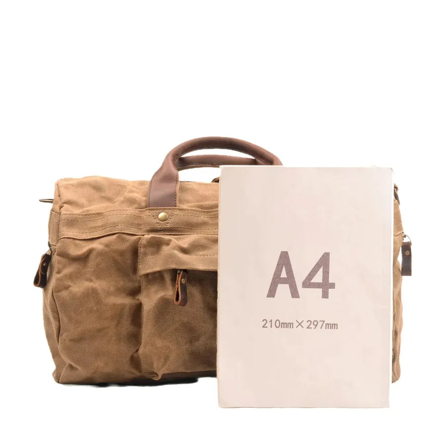 KTX-271059 Leisure Oil Wax Canvas Travel Handbag with Large Capacity for Outdoor Adventures