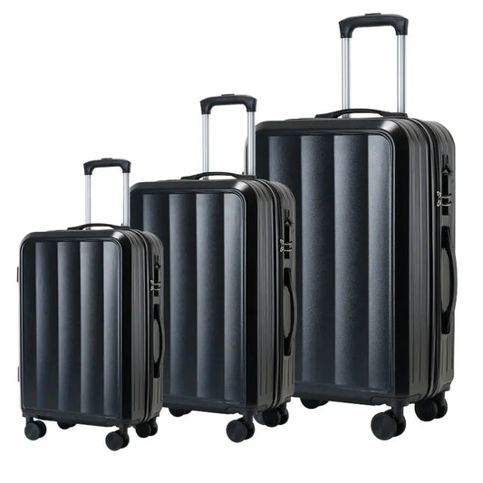 KTX-080531 Travel Bag Set - 3-Piece Luggage Suitcase & Rolling Tote for Cabin Use, Leather Design with Wheels