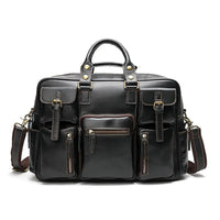 HKM-087315 Genuine Leather Multi-Pocket Crossbody Briefcase for Business Travel – Large Capacity and Durable Design