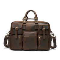 HKM-087315 Genuine Leather Multi-Pocket Crossbody Briefcase for Business Travel – Large Capacity and Durable Design