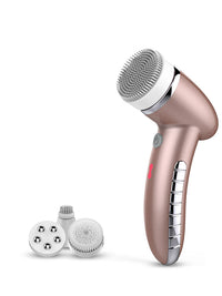HKM-702483 Ultrasonic 4-in-1 Electric Facial Cleansing Device - 2 Gear Options in Rose Gold, Ceramic White, or Black