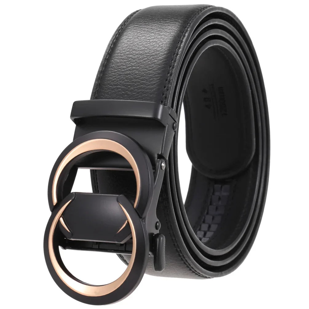 HKM-584723 Genuine Cow Leather Men's Designer Belt - Sophisticated and Durable Accessory