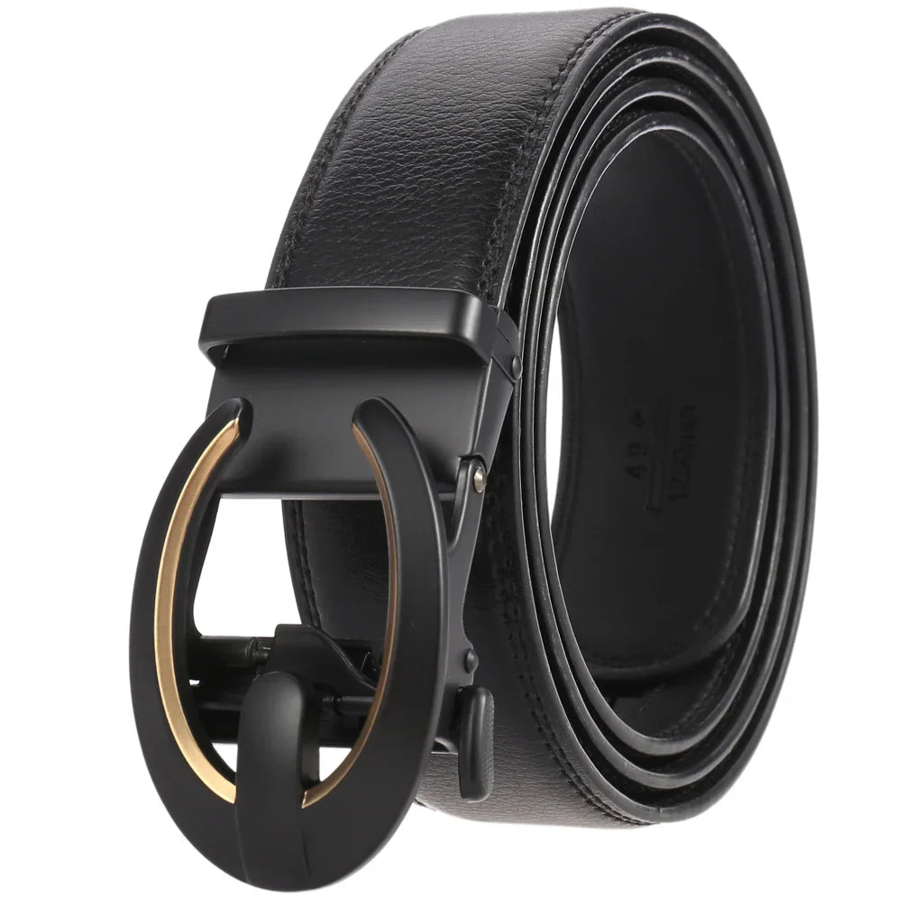 HKM-584723 Genuine Cow Leather Men's Designer Belt - Sophisticated and Durable Accessory