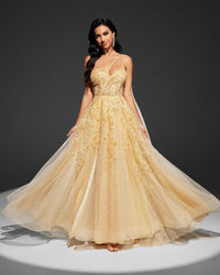 HKM-085139 Elegant Yellow Evening Gown for Women - Model EZ25003