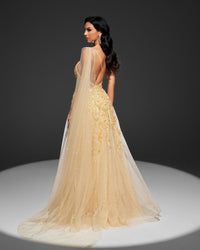 HKM-085139 Elegant Yellow Evening Gown for Women - Model EZ25003