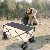 HKM-270035 Heavy-Duty Folding Cart with Large Wheels, Adjustable Handles, and Drink Holders for Beach, Gardening, Shopping, and Camping