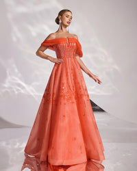 HKM-073939 Elegant Orange Evening Dress for Women - Style EZ25167