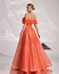 HKM-073939 Elegant Orange Evening Dress for Women - Style EZ25167
