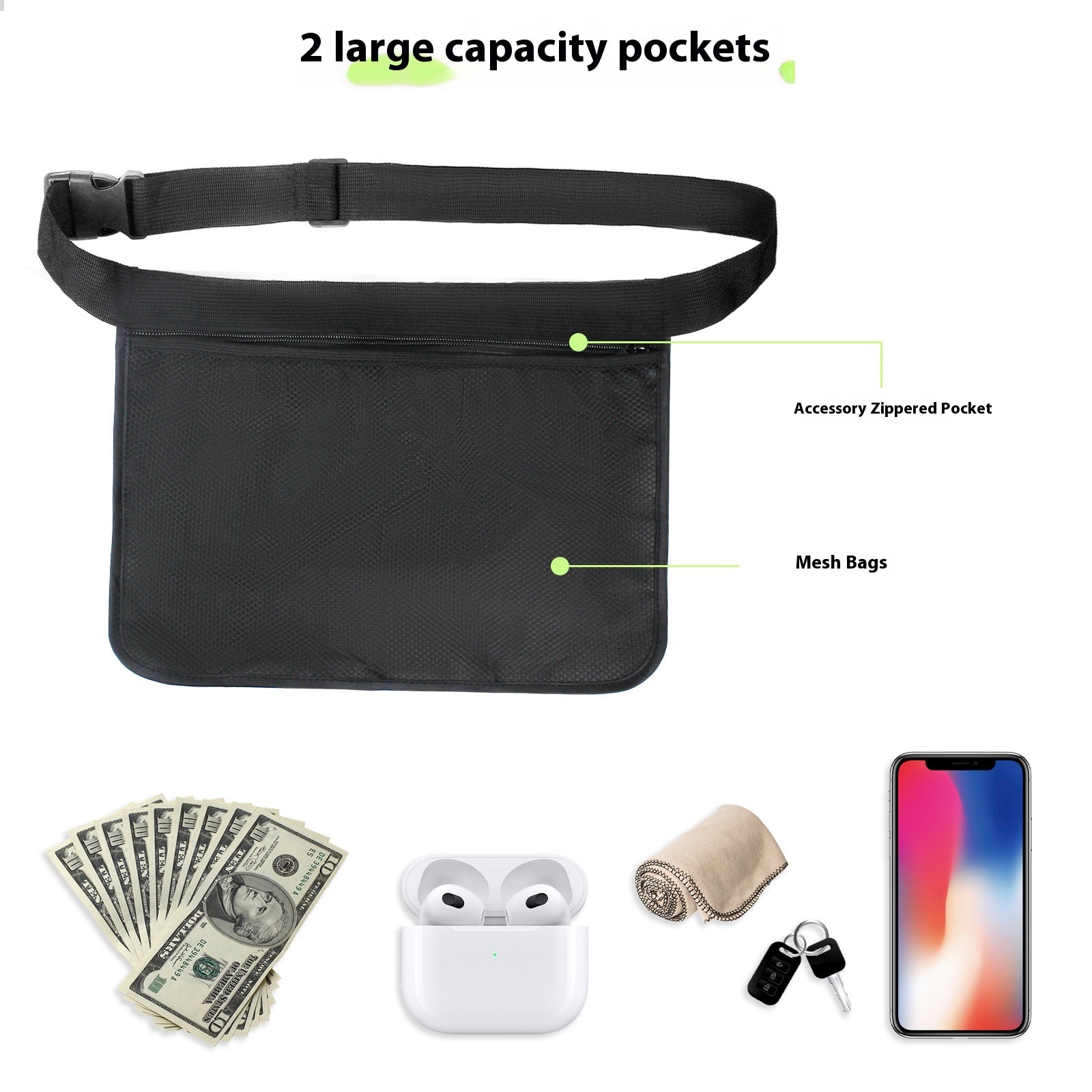 HKM-309395 Portable Outdoor Sports Ball Waist Storage Bag for Easy Carry and Organization