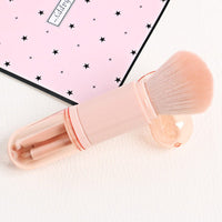 HKM-559379 4-in-1 Retractable Makeup Brush Set - Portable Plastic Handle with Man-Made Fiber Brushes