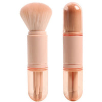 HKM-559379 4-in-1 Retractable Makeup Brush Set - Portable Plastic Handle with Man-Made Fiber Brushes