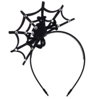 HKM-377939 Lace Spider Web Headband with Pumpkin and Skull Design for Halloween Festivities