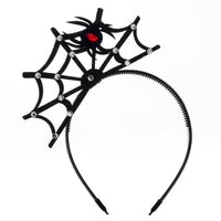 HKM-377939 Lace Spider Web Headband with Pumpkin and Skull Design for Halloween Festivities