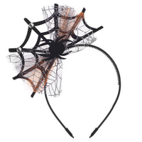 HKM-377939 Lace Spider Web Headband with Pumpkin and Skull Design for Halloween Festivities