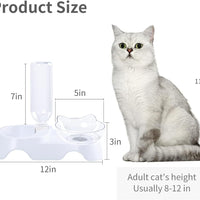 HKM-675923 Tilted Double Dog & Cat Bowls Set with Automatic Water Dispenser for Small to Medium Pets
