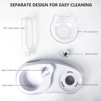 HKM-675923 Tilted Double Dog & Cat Bowls Set with Automatic Water Dispenser for Small to Medium Pets