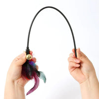 HKM-463187 Interactive Colorful Feather Cat Teaser Stick with Bells - Engaging Playtime Toy for Cats and Kittens