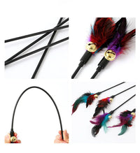 HKM-463187 Interactive Colorful Feather Cat Teaser Stick with Bells - Engaging Playtime Toy for Cats and Kittens