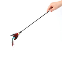 HKM-463187 Interactive Colorful Feather Cat Teaser Stick with Bells - Engaging Playtime Toy for Cats and Kittens