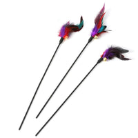 HKM-463187 Interactive Colorful Feather Cat Teaser Stick with Bells - Engaging Playtime Toy for Cats and Kittens