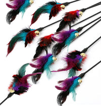 HKM-463187 Interactive Colorful Feather Cat Teaser Stick with Bells - Engaging Playtime Toy for Cats and Kittens
