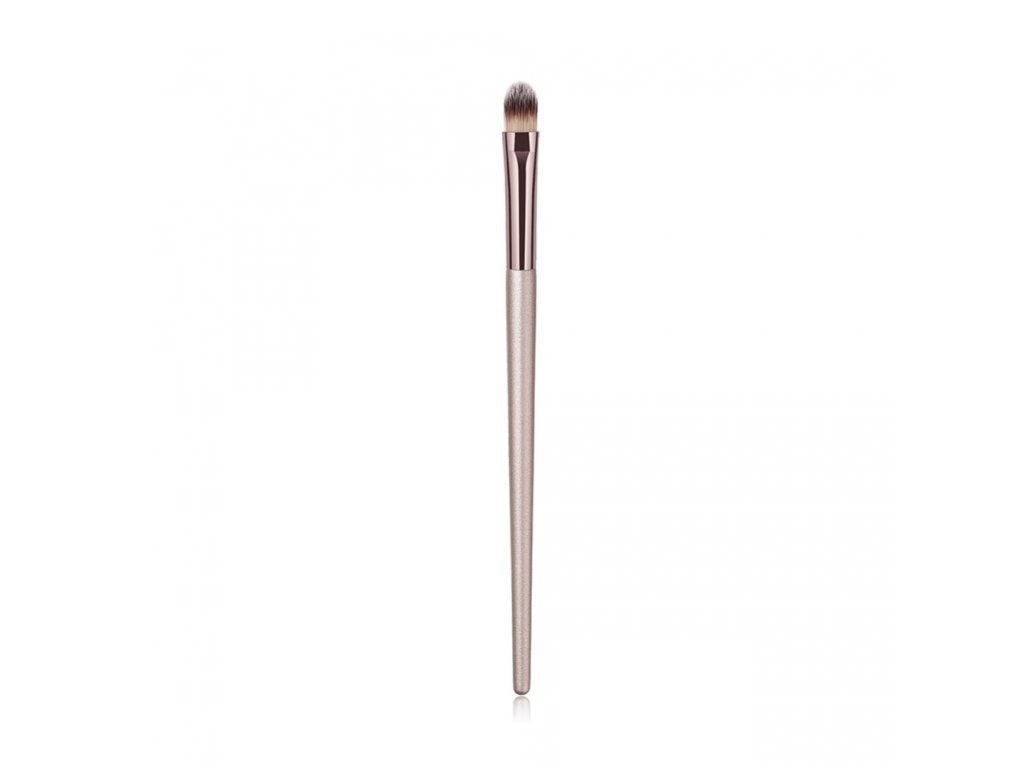 HKM-427155 Champagne Gold Foundation Brush with Wooden Handle for Flawless Makeup Application