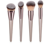 HKM-427155 Champagne Gold Foundation Brush with Wooden Handle for Flawless Makeup Application