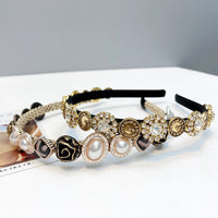 HKM-590355 Elegant U-Shaped Hair Band with Diamond and Pearl Accent