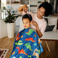 HKM-157459 Children's Haircut Cape with Cartoon Dinosaur Pattern, Adjustable Neck Closure and Waterproof Fabric