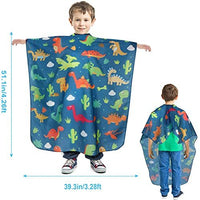 HKM-157459 Children's Haircut Cape with Cartoon Dinosaur Pattern, Adjustable Neck Closure and Waterproof Fabric