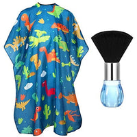 HKM-157459 Children's Haircut Cape with Cartoon Dinosaur Pattern, Adjustable Neck Closure and Waterproof Fabric
