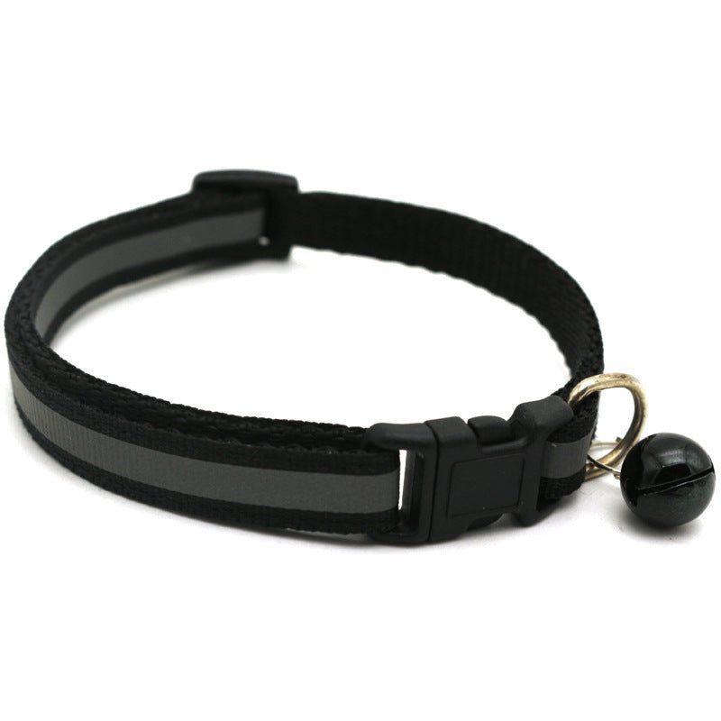 HKM-233171 Reflective Cat Collar with Copper Bell, Adjustable 19-32cm, PVC+PP Material