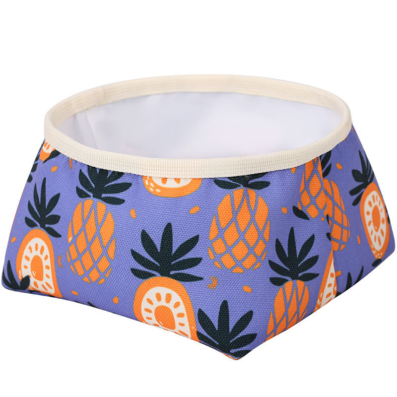 HKM-666515 Foldable Waterproof Washable Dog Food Bowl - Portable Polyester with PEVA, Easy to Clean for All Pet Sizes